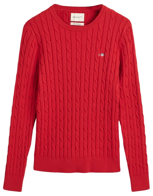 GANT Stretch Cotton Cable C-Neck, ruby red, XS