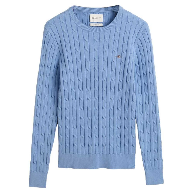 GANT Stretch Cotton Cable C-Neck, Clear Sky, L