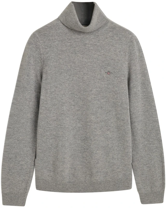 GANT Women's Extra fine Lambswool Rollneck Pullover Sweater, Grey Melange, S