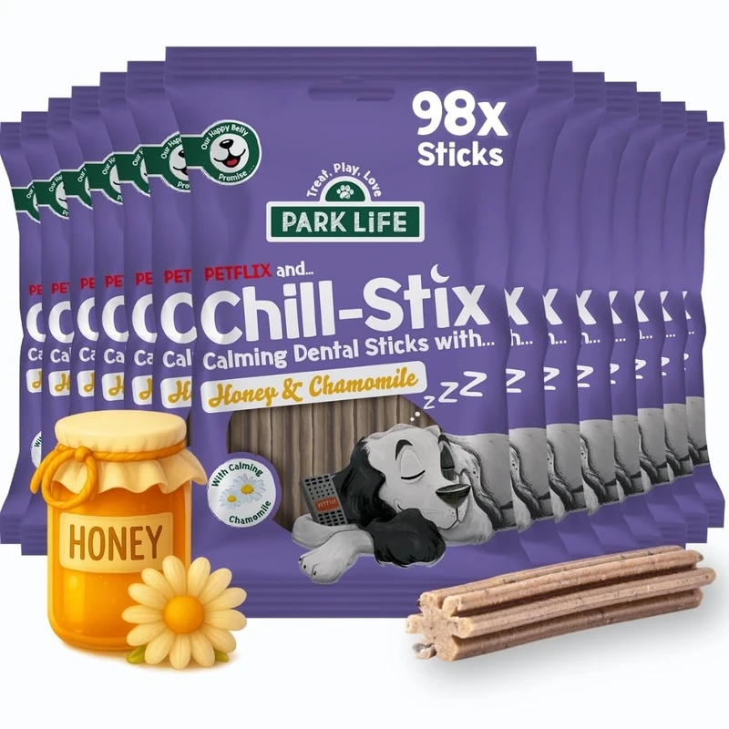 PARK LiFE - Chill-Stix Honey & Chamomile 7 Medium Sticks, Calming Dog Treat, Puppy Friendly Snacks, 14 x 180g Packs