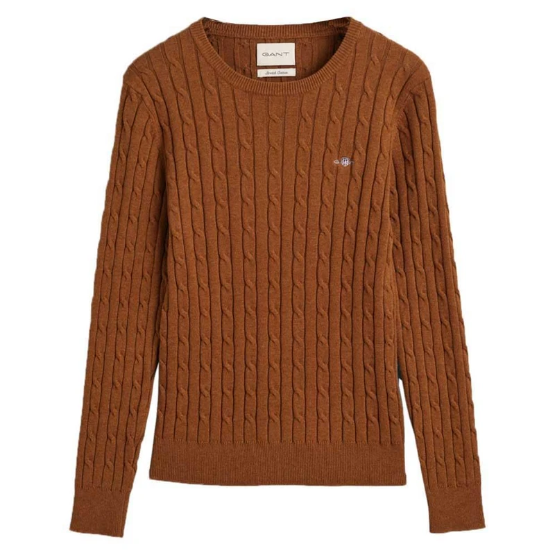 GANT Stretch Cotton Cable C-Neck, Cacao, L