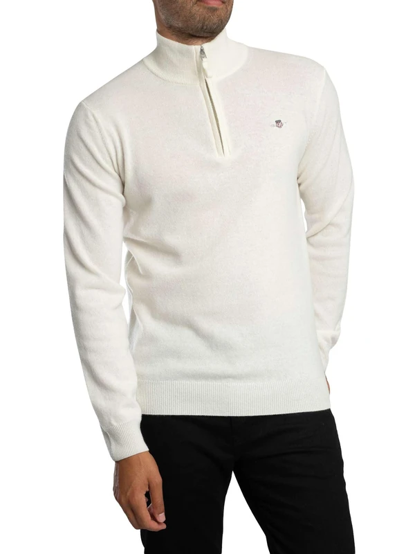 GANT Superfine Lambswool Half Zip, Cream, M