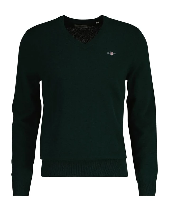 GANT Extrafine Lambswool V-Neck, Tartan Green, M