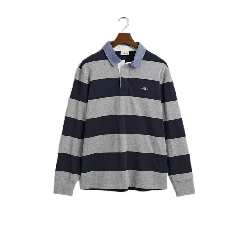 GANT REG Chambray Stripe Heavy Rugger, Grey Melange, M