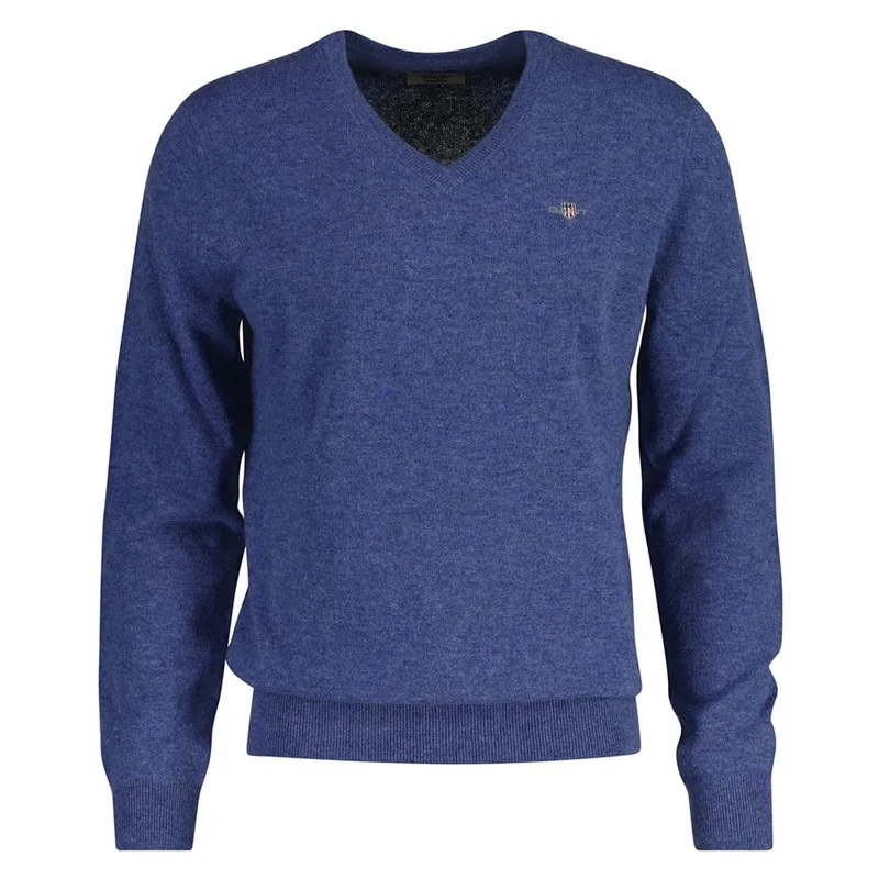 GANT Extrafine Lambswool V-Neck, Stone Blue Melange, L