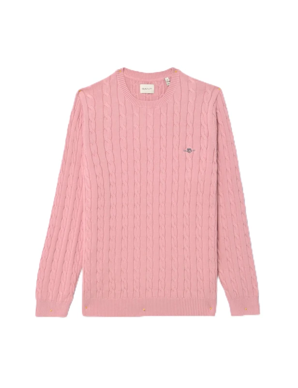 GANT Men's Cotton Cable C-Neck Pullover Sweater, Dusty Pink,