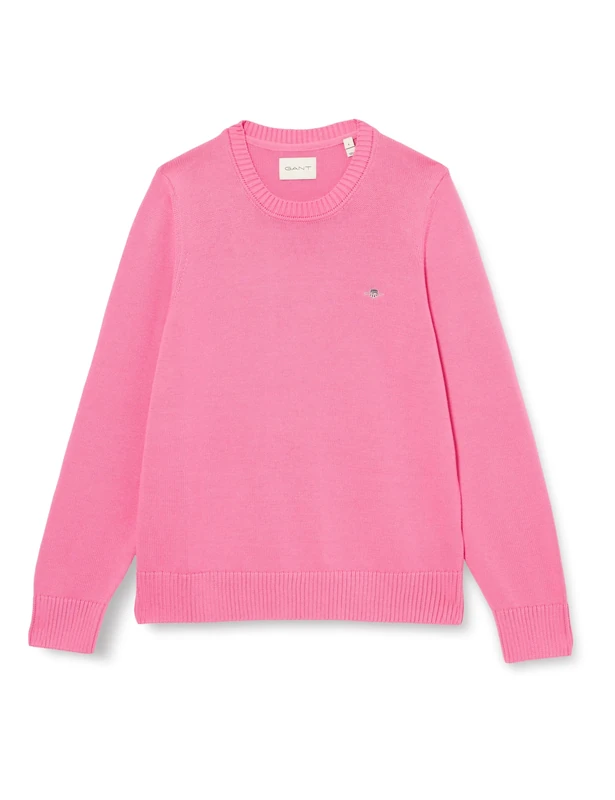GANT Women's Classic Cotton C-Neck Sweater, Candy Pink, M