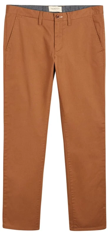 GANT Men's Slim Twill Chinos Classic Trousers, Roasted Walnut, 32 W/34 L