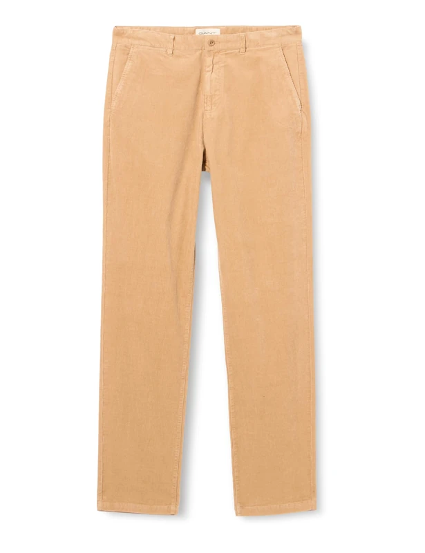 GANT Men's Regular Cord Chinos Trouser, Dark Khaki, 33 W/32 L
