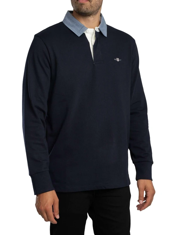 GANT Men's Reg Chambray Heavy Rugger T-Shirt, Evening Blue, XXXL