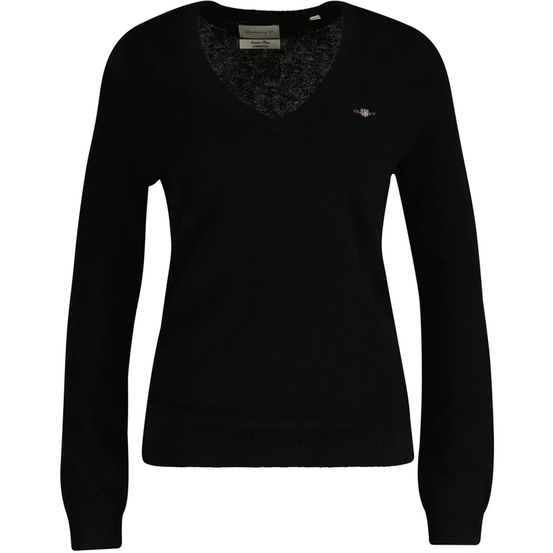 GANT Womens Lambswool V Neck Sweater Black M