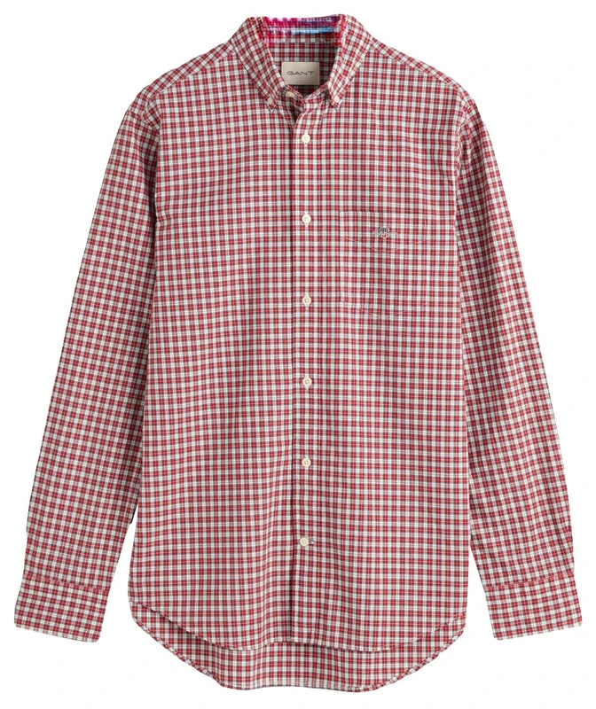 GANT Men's Reg Poplin Tartan Check Shirt, Ruby red, S