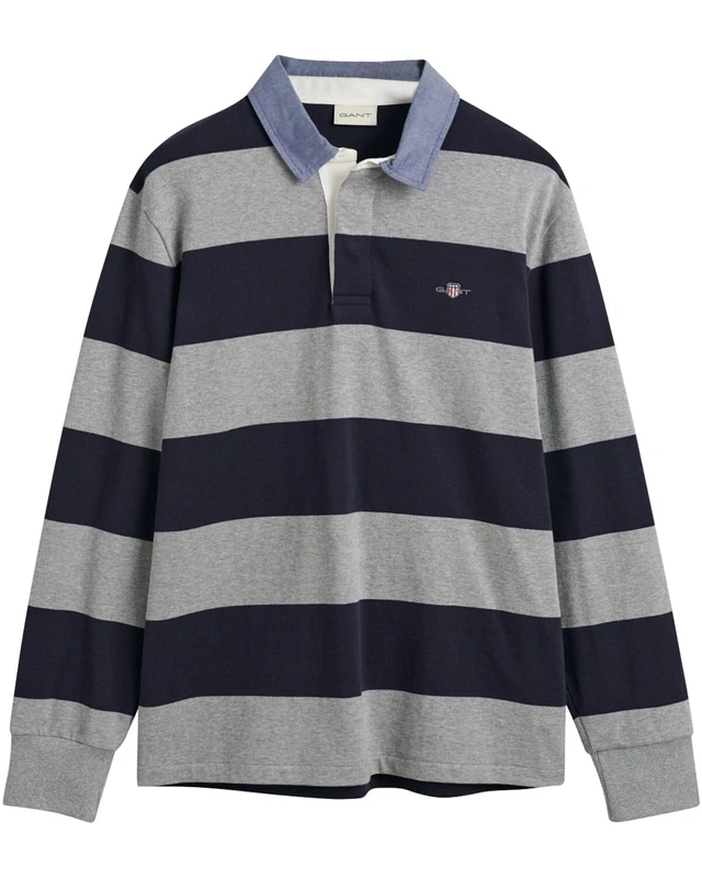 GANT REG Chambray Stripe Heavy Rugger, Grey Melange, XL