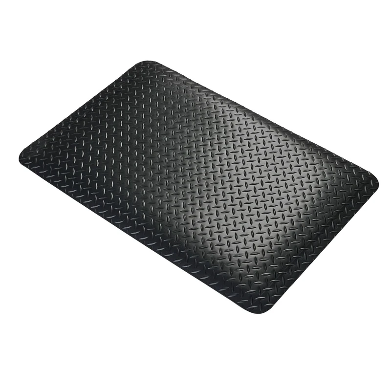 Nicoman Anti Fatigue Mat commercial Industrial Mat with Black Yellow Border, Heavy Duty Sponge Ergonomic Mat, Non-slip Waterproof Mats (Black 15mm, 150x90cm)