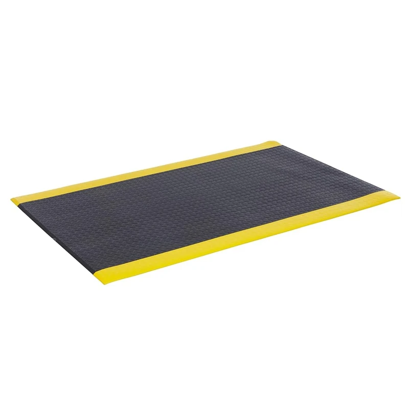 Nicoman Anti Fatigue Mat commercial Industrial Mat with Black Yellow Border, Heavy Duty Sponge Ergonomic Mat, Non-slip Waterproof Mats (Black/Yellow 12.5mm, 150x90cm)