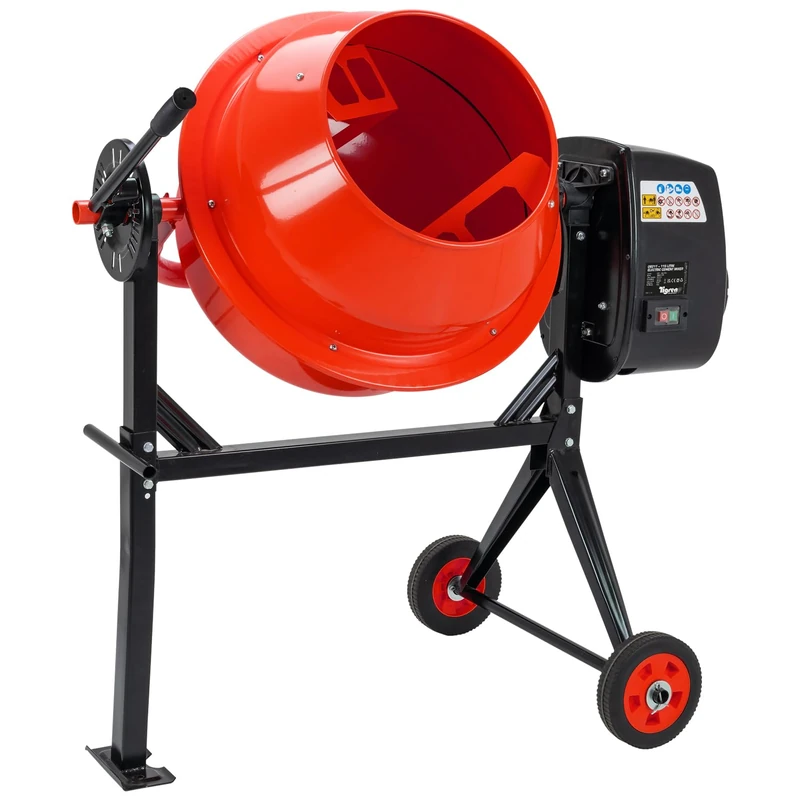 TIGREN 550W Electric Cement Mixer Capacity, Portable Heavy Duty and Easy Load with Stand and Tilt Drum, Concrete Mixer Mortar Concrete Mixing Machine with Wheels (115 Litre)