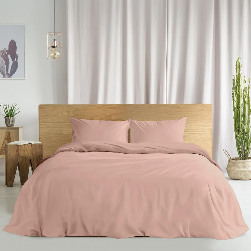 Ruggeri - Duvet Cover Set - 100% Pure Cotton - Made in Italy - Let's Color Collection! (Double Room, Pink)