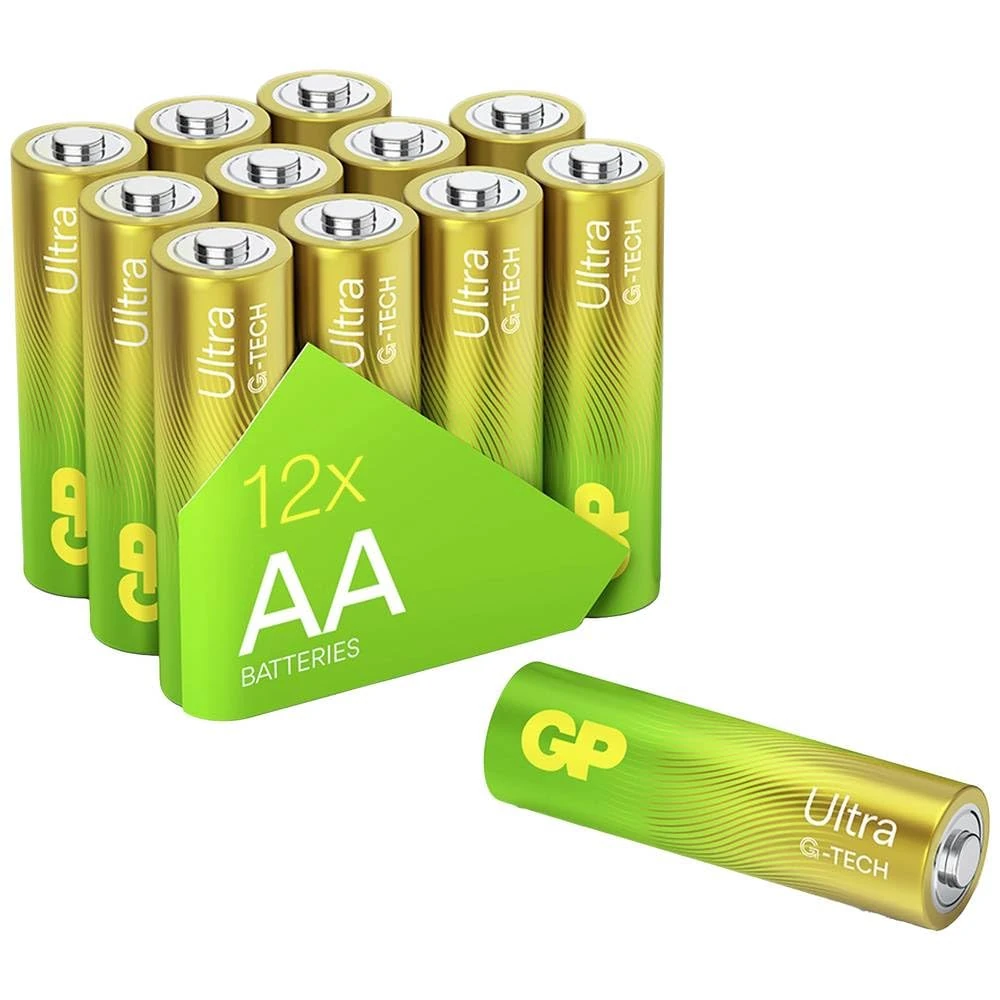 GP ULTRA G-TECH Batteries AA batteries AA pack of 12 Ultra Alkaline disposable double aa batteries 1.5v 10 year shelf life for toys fairy lights camera household applications LR6 Premium AA Battery