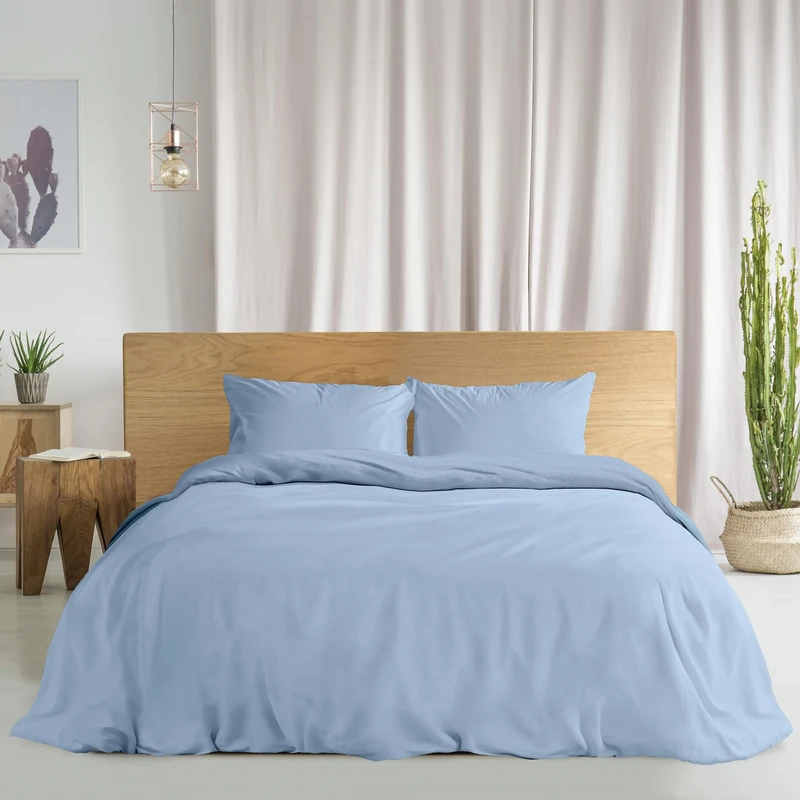 Ruggeri - Duvet Cover Set - 100% Pure Cotton - Made in Italy - Let's Color Collection! (Double, Light Blue)
