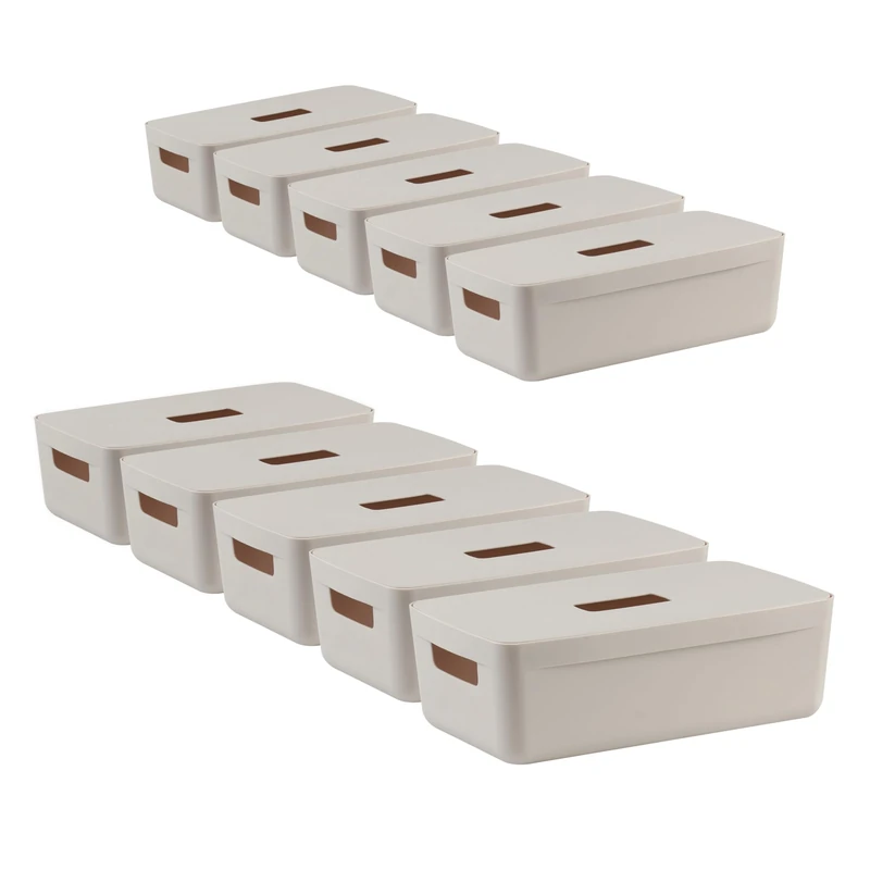 IDEA HOME Storage Boxes with Lids 10 Pieces - Plastic Storage Box - Storage Organiser - Really Useful Boxes for Storing Various Items in the Living Room, Bedroom or Bathroom, 5L