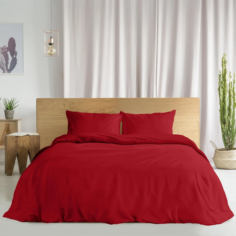 Ruggeri - Duvet Cover Set - 100% Pure Cotton - Made in Italy - Let's Color Collection! (Double, Red)