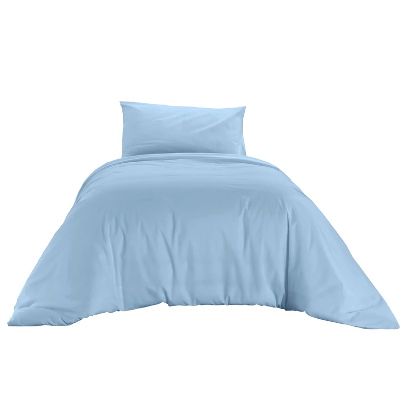 Ruggeri - Duvet Cover Set - 100% Pure Cotton - Made in Italy - Let's Color Collection! (Double and Queen, Light Blue)