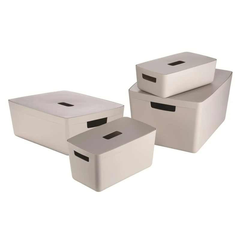 IDEA HOME Storage Boxes with Lids - Plastic Storage Box - Storage Organiser - Really Useful Boxes for Storing Various Items in the Living Room, Bedroom or Bathroom, 4 Pieces in Set 5, 8, 19, 28L