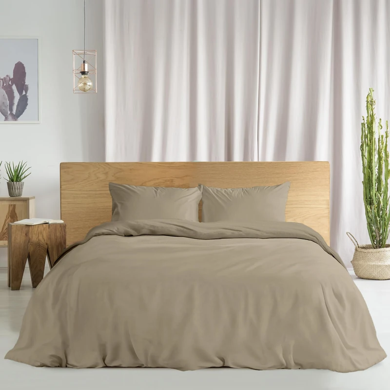 Ruggeri - Duvet Cover Set - 100% Pure Cotton - Made in Italy - Let's Color Collection! (Double, Taupe)