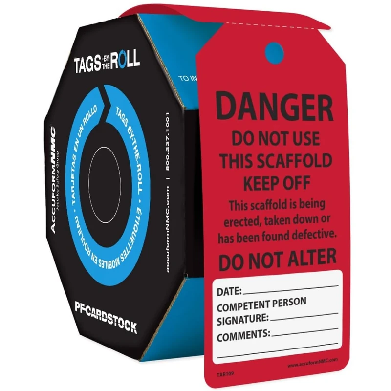 AccuformNMC 100/250 Scaffolding Safety Tags, Do Not Use This Scaffold Keep Off, OSHA Compliant, Waterproof PF-Cardstock, Resists Tears, 6.25"x3"