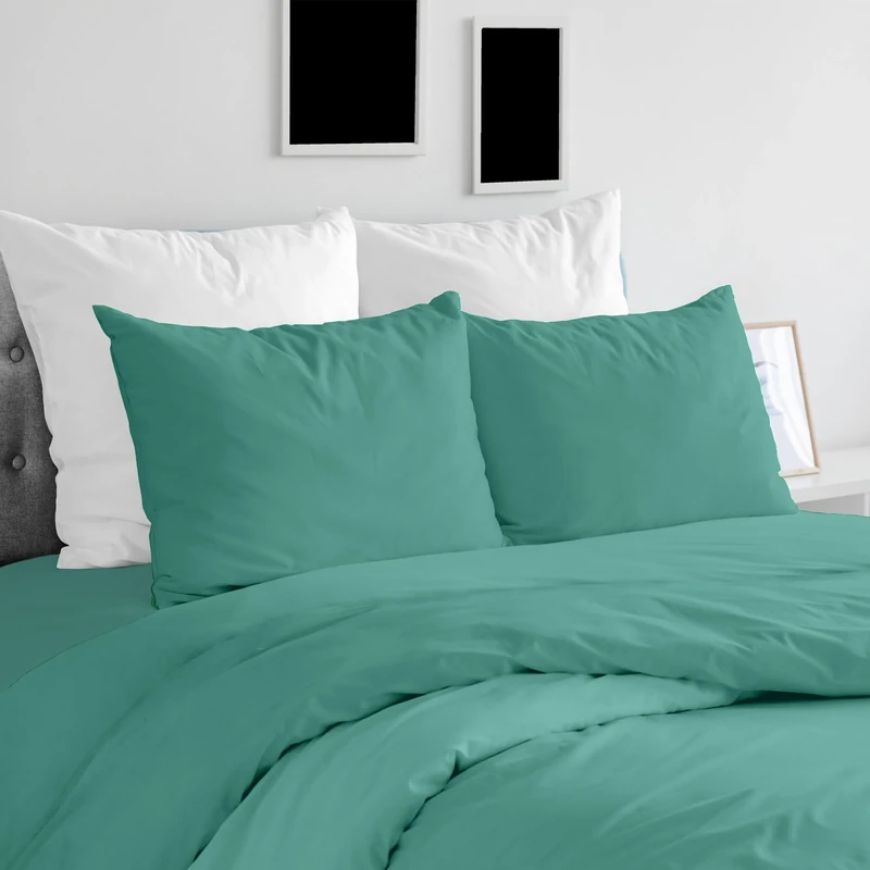 Ruggeri - Duvet Cover Set - 100% Pure Cotton - Made in Italy - Let's Color Collection! (Double, Green)