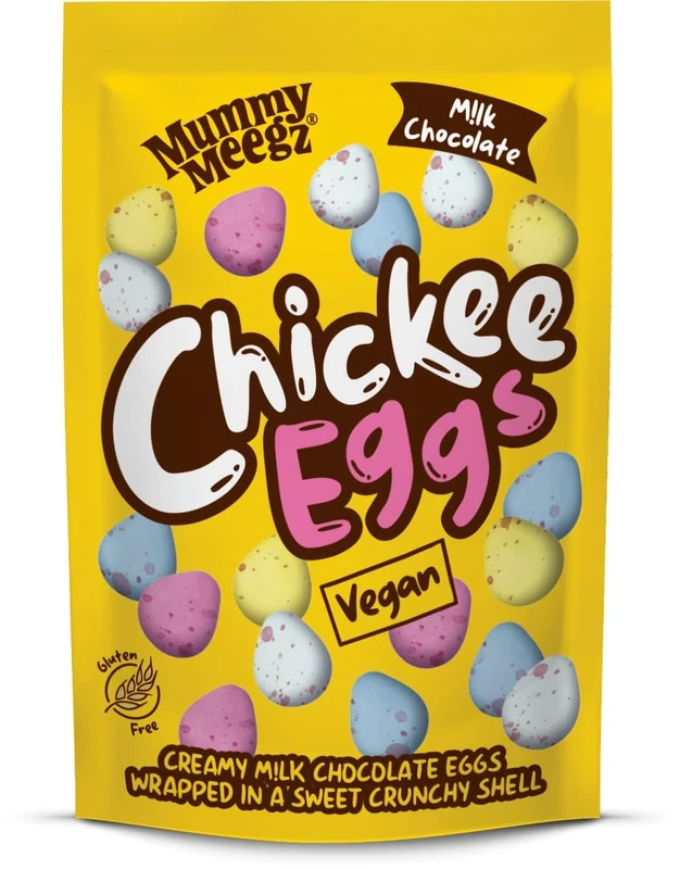 Mummy Meegz Chickee Eggs Snack Bags (80g) - Vegan Chocolate Eggs, Bite-Sized Chocolate for Sharing. No Palm Oil.