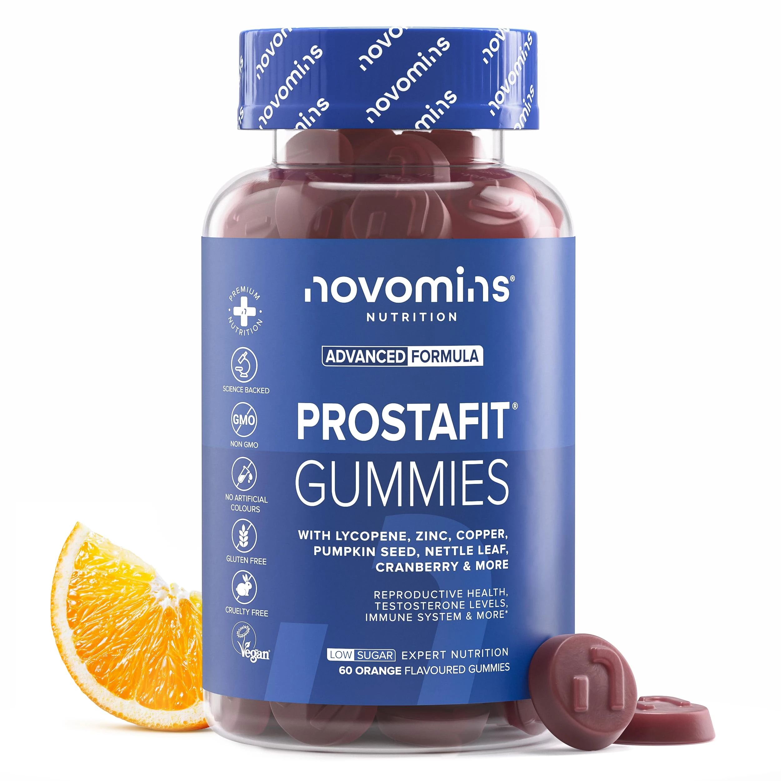 Novomins Prostafit - Prostate Gummies - High Strength Nettle Leaf Supplement for Men - Prostate Support & Urinary Health - with Pumpkin Seed & Zinc - Vegan Men's Health Supplement - 60 Gummies