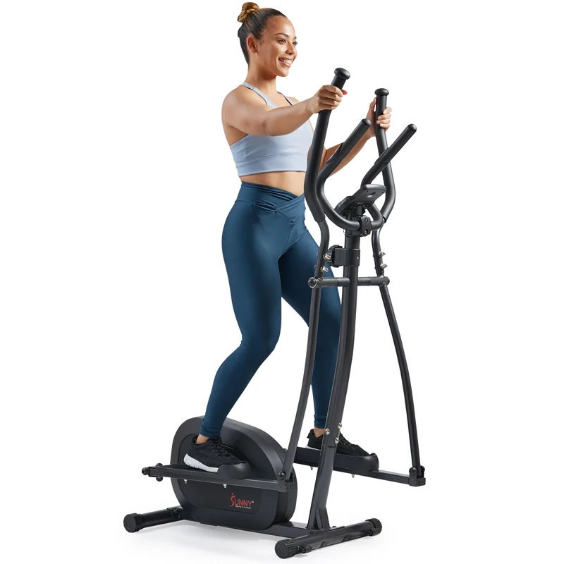 Sunny Health & Fitness 2-in-1 Smart Upright Elliptical Full-Body Exerciser w/Pulse Sensors, Home Cross-Training Cardio Workout Machine, Free SunnyFit App Bluetooth Link - SF-E905SMART