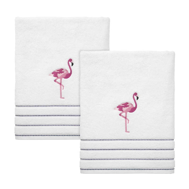 Izod Bathroom Accessories Flamingo Collection, 2pc Bath Towels, White