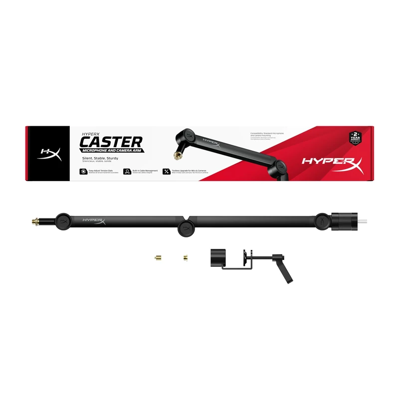 HyperX Caster Microphone and Camera Arm Tool-less Adjustment, Broad Compatibility, Cable Management, Sturdy, Black
