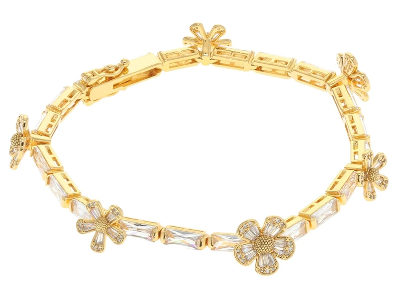 Kate Spade New York Fleurette Tennis Bracelet (Clear/Gold.)
