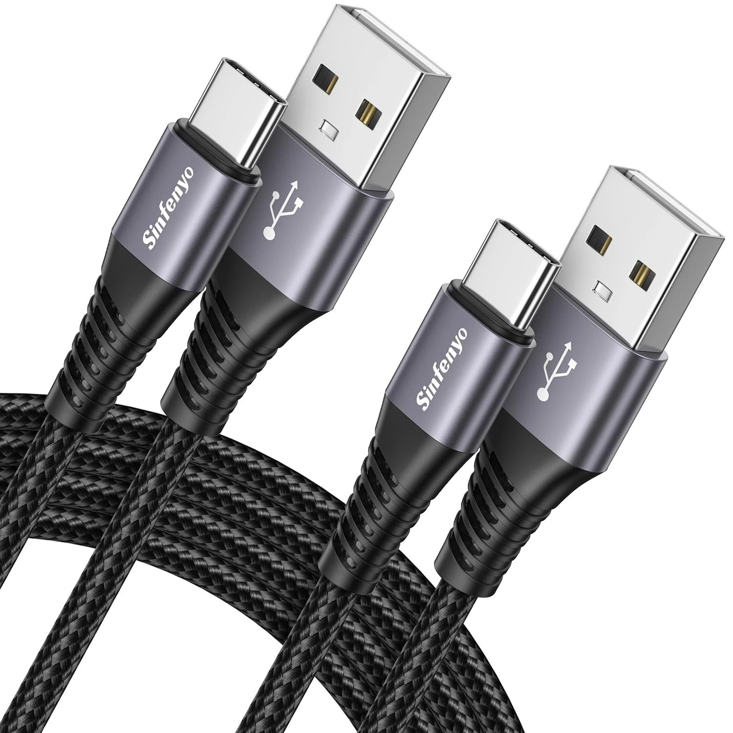 USB C Charger Cable [2Pack 2M], USB A to USB C Cable Nylon Type C Charger Lead Fast Charging Compatible with iPhone 16 15 Plus Pro Max, Samsung Galaxy S25 Ultra S24 S24+ S23 S22 S21 Plus S20 FE S10