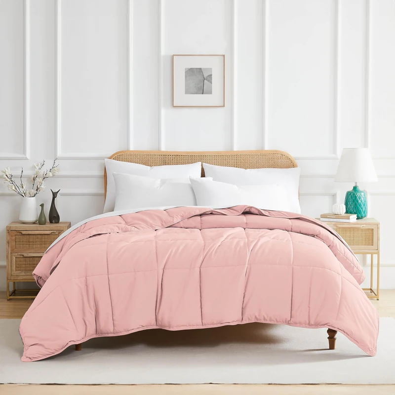 Southshore Fine Living, Inc. Oversized Pink Comforter King Size for Guest Room, Soft Pet Hair Resistant Bedding, California King Size Down-Alternative Comforter, Pastel Pink Bedding Comforters