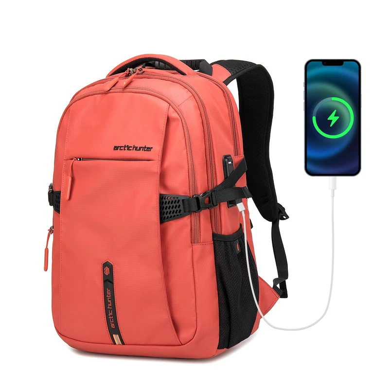 ARCTIC HUNTER AH Large Carry on Travel Backpack for Men,30L Compact Laptop Backpack,Business and Weekend Casual Daypack, Orange, JZ7690, West Modern