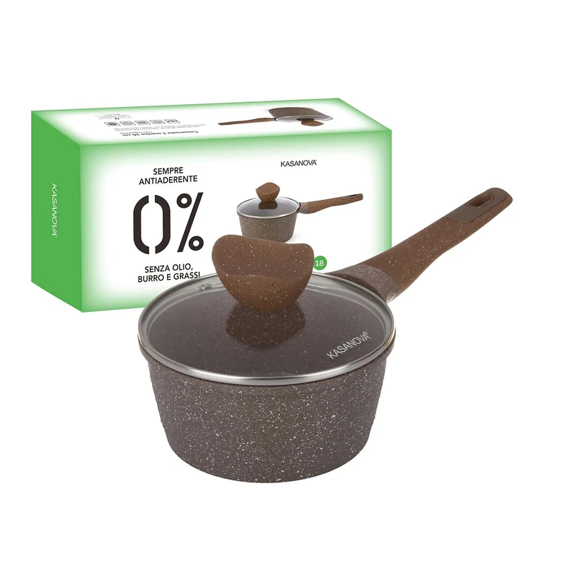 KASANOVA Casserole 18 cm Non-Stick 0 Fat with Brown Lid Cooking