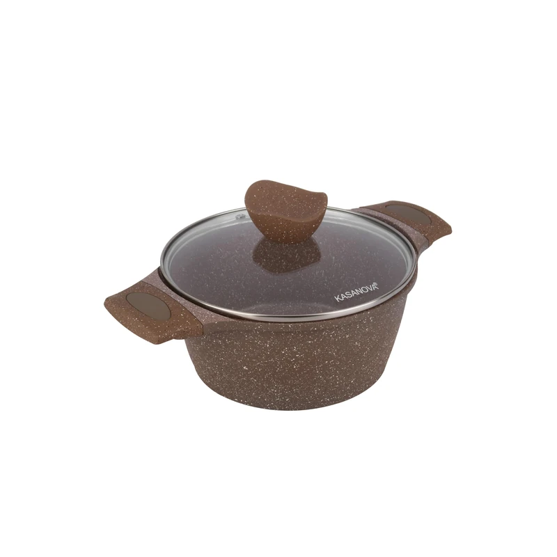 KASANOVA Casserole 20 cm Non-Stick 0 Fat with Brown Lid Cooking