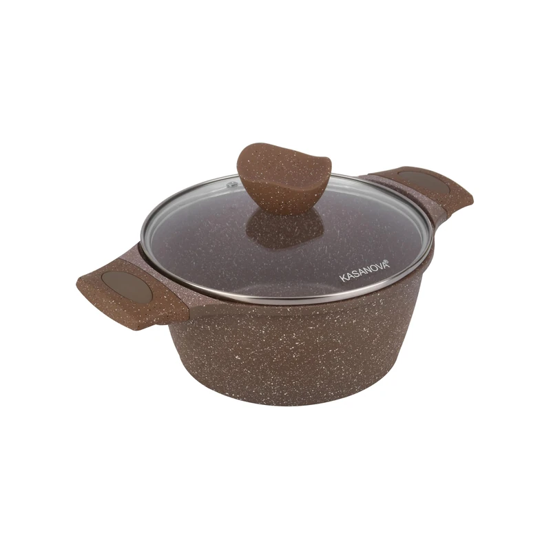 KASANOVA Casserole 24 cm Non-Stick 0 Fat with Brown Lid Cooking