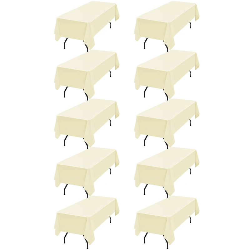 10 Packs Beige Polyester Tablecloth 60 x 126 inch Rectangle Table Cloth for 8 Foot Tables Wrinkle Resistant Washable Fabric Table Cover Polyester Beige Table Cloth for Party,Wedding, Banquet