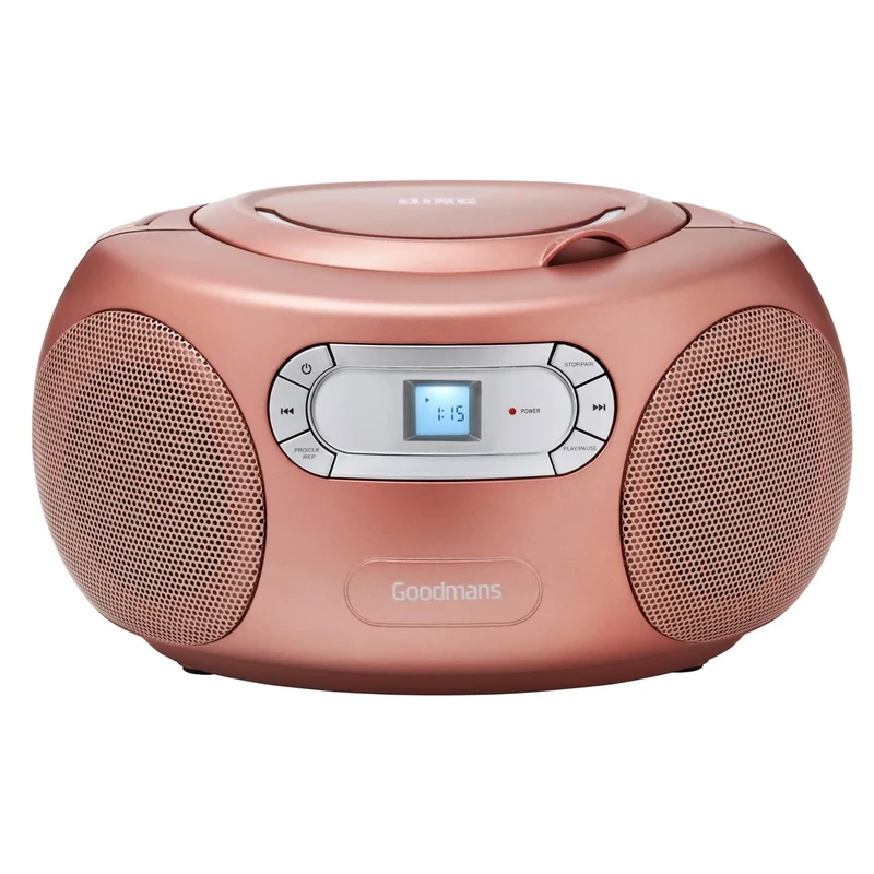 CD Boombox With Bluetooth - Rose Gold - FM Radio CD Display - Portable CD Player Boombox Sound Speaker With Bluetooth - Mains Or Battery Operated - Bluetooth Streaming Speaker