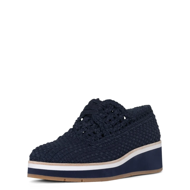 Donald Pliner Women's Napoli Crepe Elastic Wedge Sneaker, Navy, 5 - Image 1