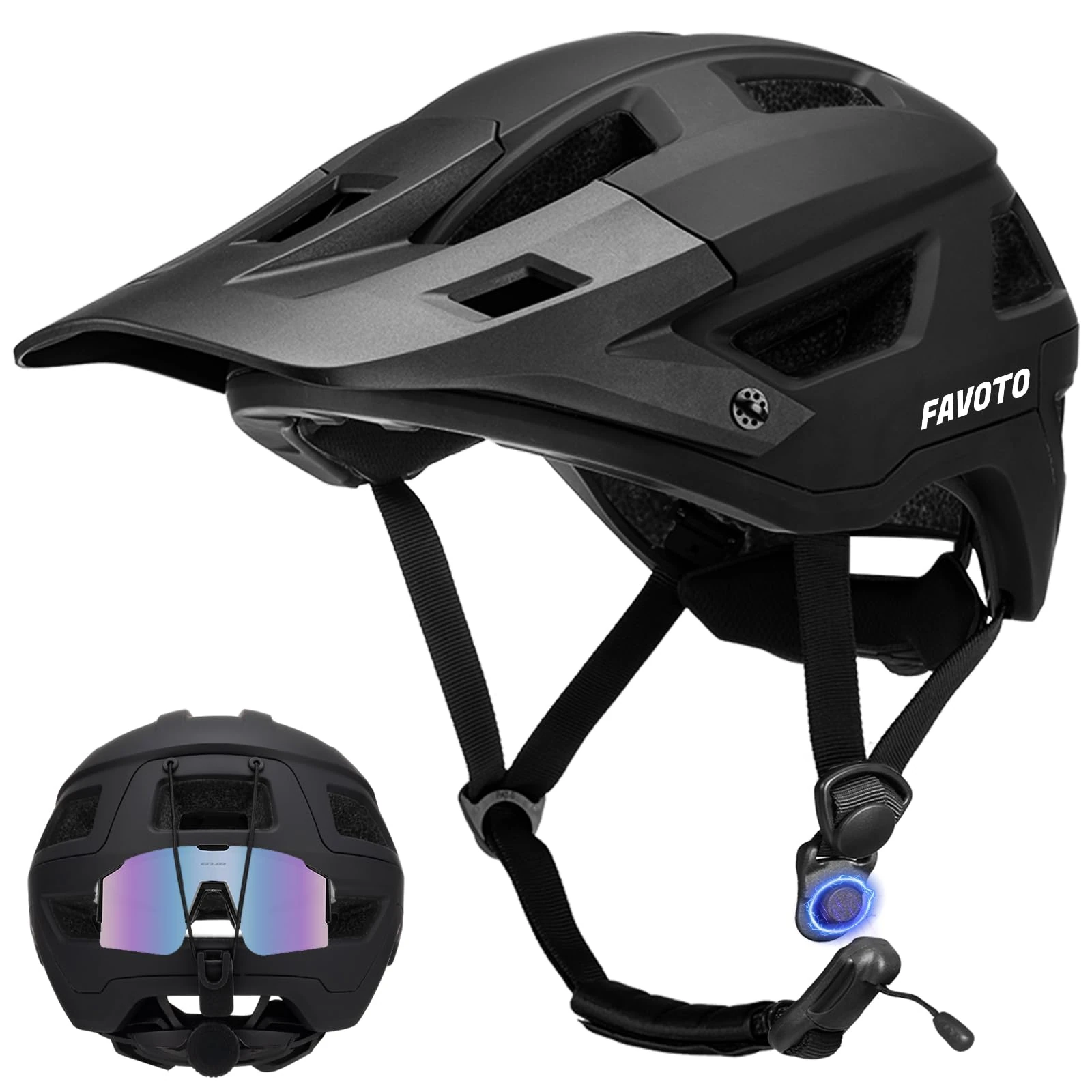 Favoto Mountain Bike Helmet Black - MTB Helmet Adult Lightweight Breathable Mens Bike Helmet Cycling Mountain & Road Bicycle Helmets for Men Women