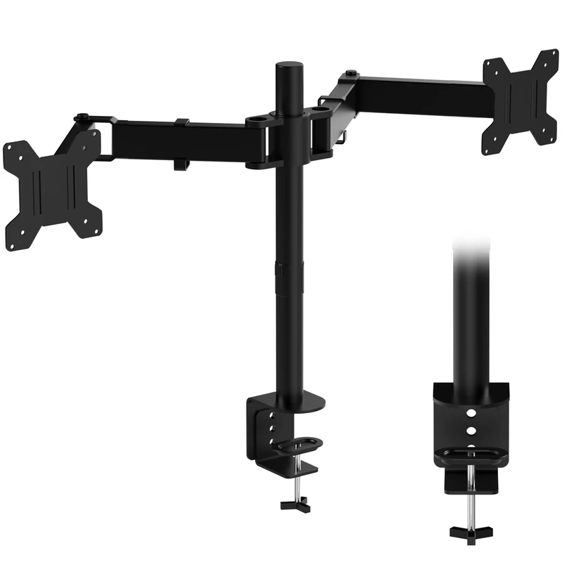 ZENO Dual Monitor Stand for 13-32" Screens | Twin Monitor Mount with Desk Clamp | Height Adjustable, Easy Assemble Stand with Full Tilt | Rotation & Swivel Arms | VESA: 75x75 & 100x100mm