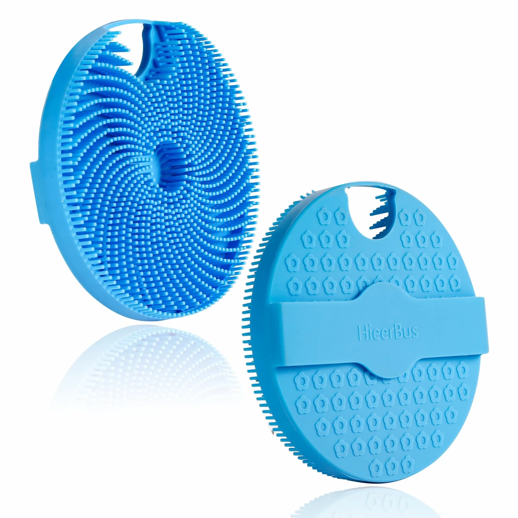 HIEERBUS Silicone Body Scrubber, Gentle Exfoliating Body Scrubber in Shower Silicone Loofah with Easily Lather Bristles, Long Lasting, and More Hygienic Than Traditional Shower Loofah 1Pack, Blue…