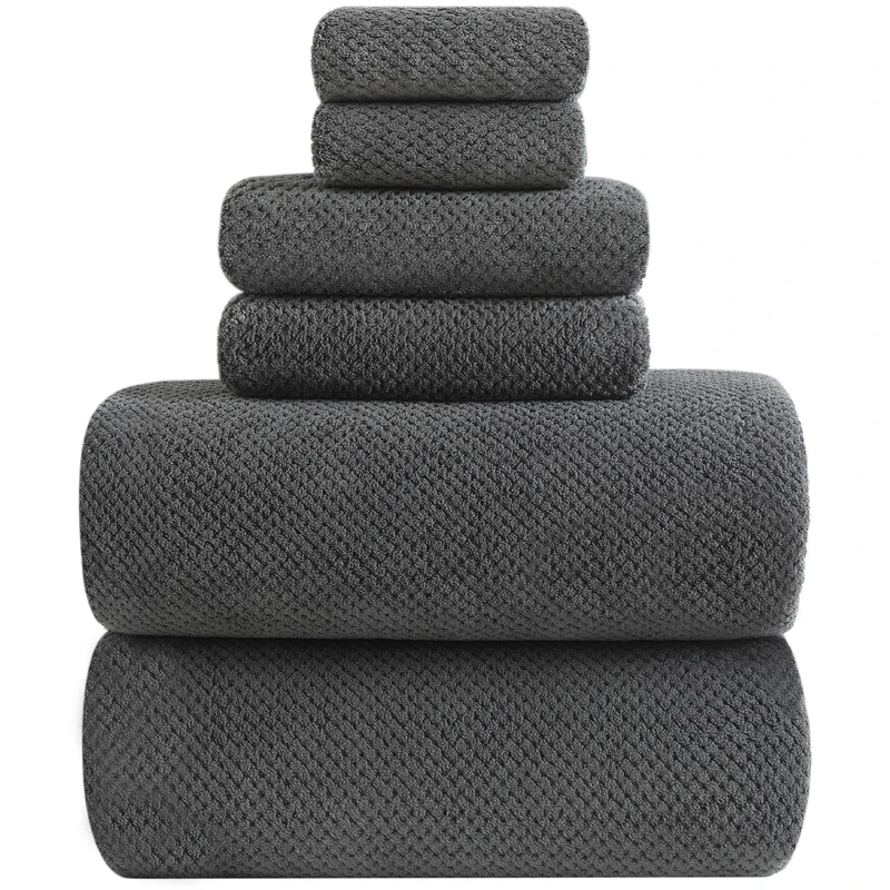 YTYC Towels, 39x78 Inch Oversized Bath Sheets for Adults Luxury Extra Large Bath Towels Sets of 6 Super Soft Shower Towels for Bathroom Microfiber 80% Polyester(Charcoal Grey,6 Piece)