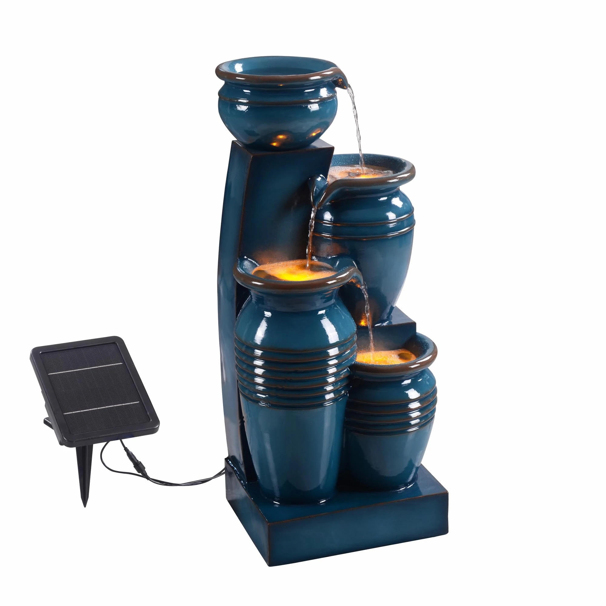 Teamson Home 73 cm 4-Tier Cascading Bowl Solar Powered Water Fountain for Outdoor Living Spaces, Blue